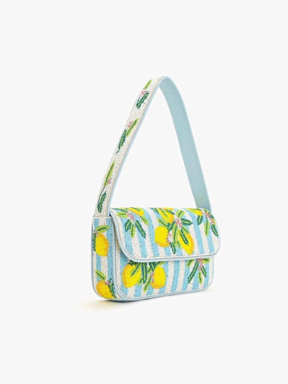 America & Beyond Limoncello Stripe Beaded Shoulder Bag Amalfi Coast Italy - Picture 3 of 6